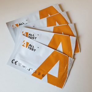 Saliva Alcohol Strip Packet Front